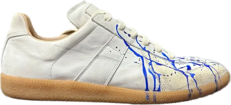 Best White Calfskin Blue Paint Splatter Margiela GATs · Maison Margiela
