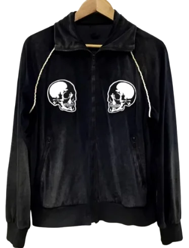 N9 Skull Velvet Embroidered Zip Up Hoodie · Number Nine