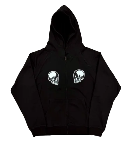 N9 Skull Embroidery Zip Up Hoodie · Number Nine