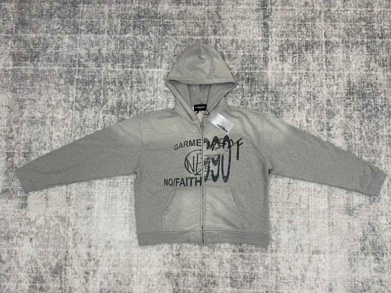 No Faith Studios Grey Zip Up Hoodie · No Faith Studios