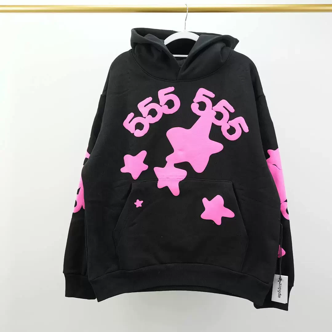 Sp5der 555555 Pink Star Hoodie · Sp5der