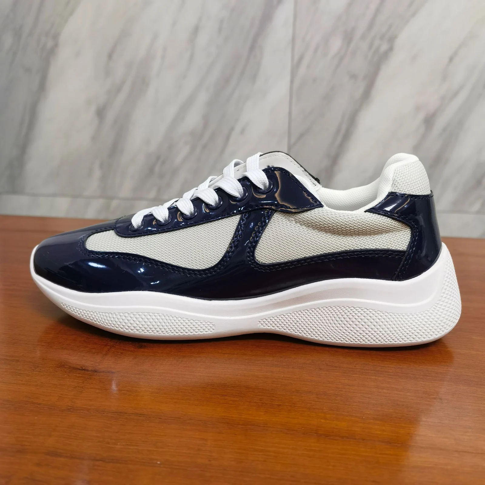 Prada Patent Leather Mesh Chunky Sneaker · Prada