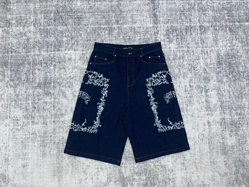 Dravil Supply Embroidered Graphic Denim Jorts · Dravil Supply