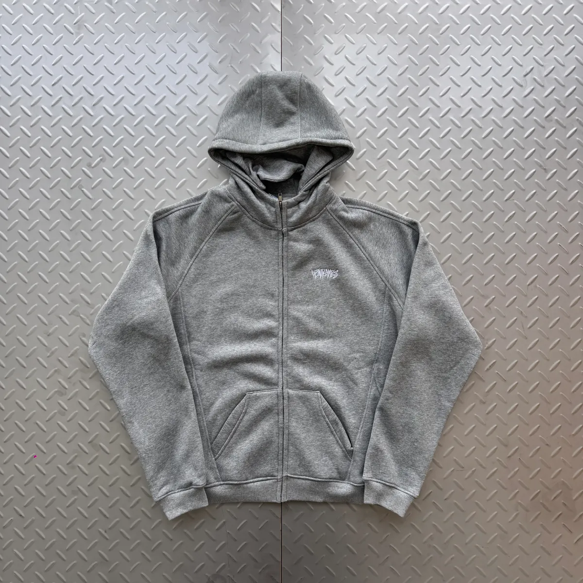 Up In Flames Grey Zip Up Hoodie · Up In Flames