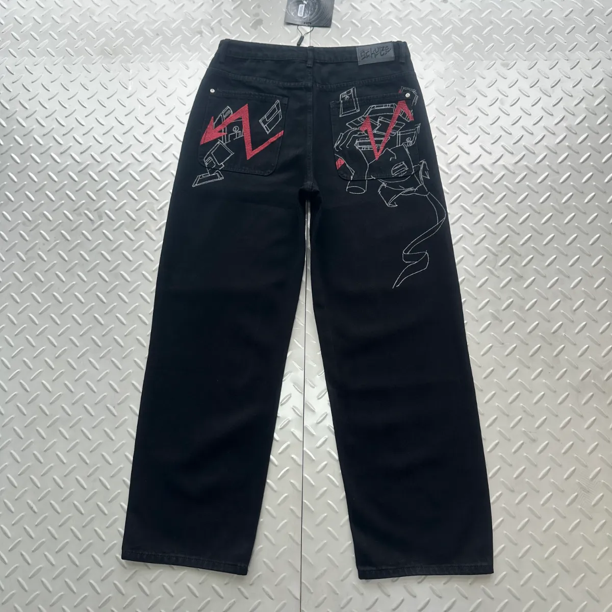 Derschutze Black Embroidered Jeans · Derschutze