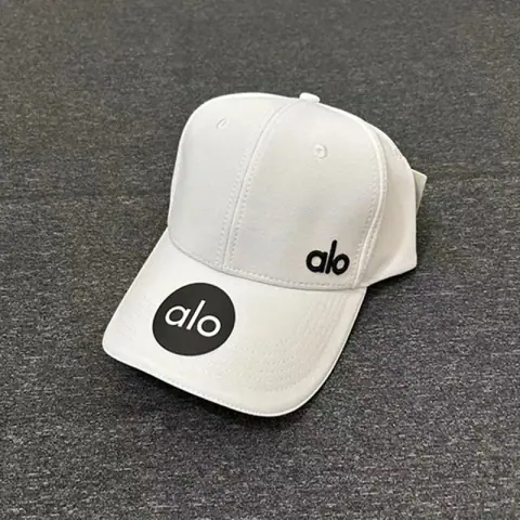 Alo Yoga White Embroidered Baseball Cap · Alo