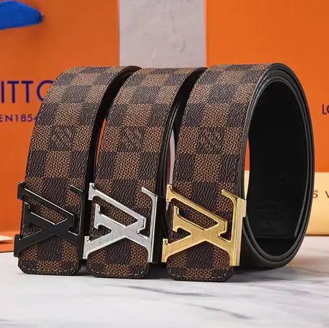 Louis Vuitton Damier LV Buckle Belt Brown · Louis Vuitton