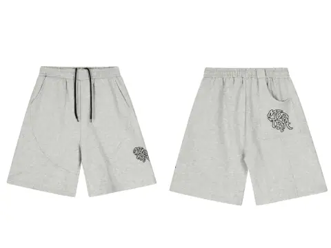 Embroidered Grey Sweat Shorts