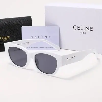 Celine Triomphe Rectangular Sunglasses White · Celine