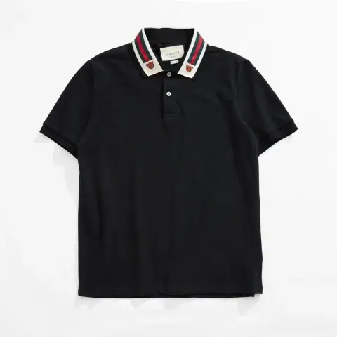 Gucci Polo Shirt with Tiger-Embroidered Web Collar · Gucci