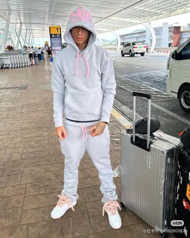 Grey and Pink Hoodie Tracksuit