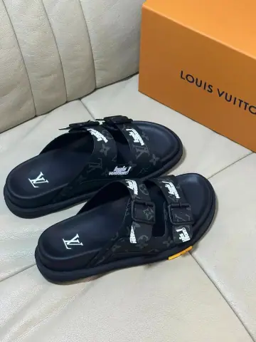 LV double buckle monogram slide sandals · Louis Vuitton
