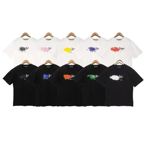 Palm Angels-Style Spray-Paint Dissolved Logo T-Shirt · Palm Angels