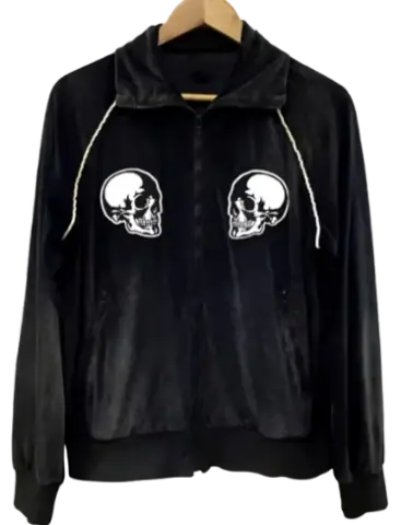 N9 Skull Velvet Embroidered Zip Up Hoodie · Number Nine