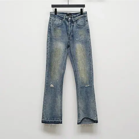 Represent Kick Flare Denim (distressed destroyed and slightly flared jeans) · Represent