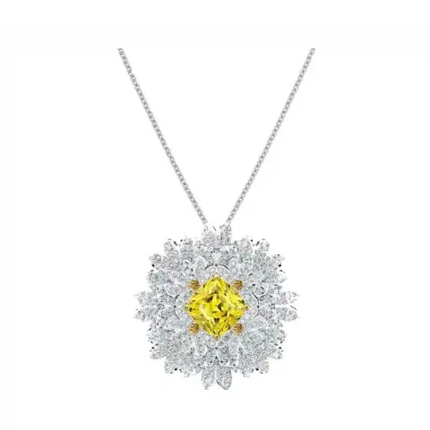 Yellow Stone Sunburst Pendant Necklace