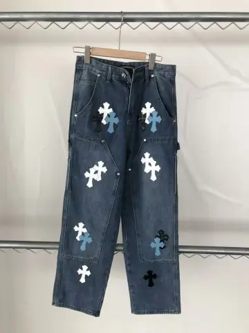 Chrome Hearts Multi-color Cross Leather Patch Cargo Jeans · Chrome Hearts