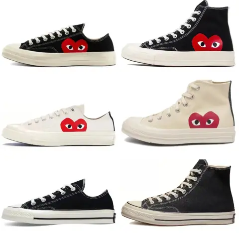 Converse x CDG Play (Comme des Garçons) Collaboration 1970s Canvas Sneakers · Converse