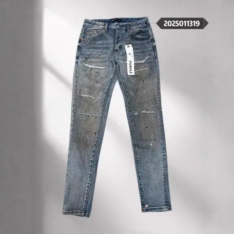 Purple Brand Distressed Ripped and Splatter-Paint Jeans · Purple Brand