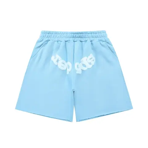 sp5der light blue foam letter shorts · Sp5der