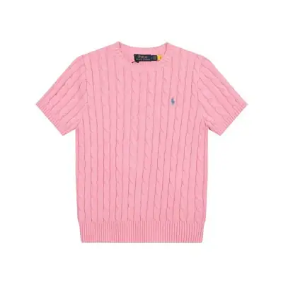 Ralph Lauren pink cable-knit short sleeve sweater · Ralph Lauren