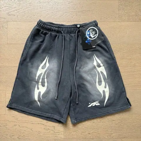 HELLSTAR-Style Flame-Print Athletic Shorts · Hellstar