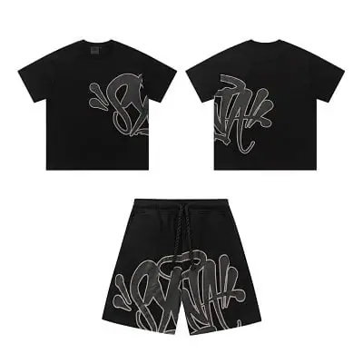 Graffiti T-Shirt and Shorts Set Black