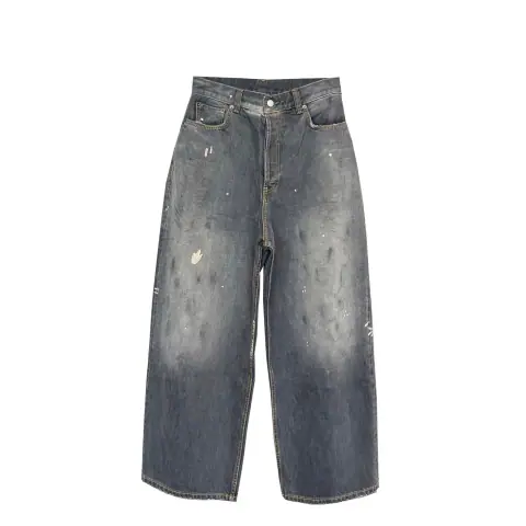 Paint-Splattered Wide-Leg Jeans