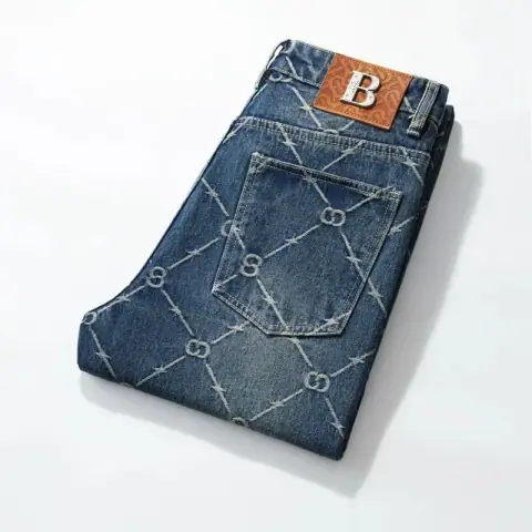 Monogram Print Washed Jeans