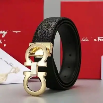Ferragamo full embossed silver horseshoe buckle belt · Ferragamo
