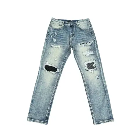 Amiri-Style Distressed Patchwork Jeans · AMIRI