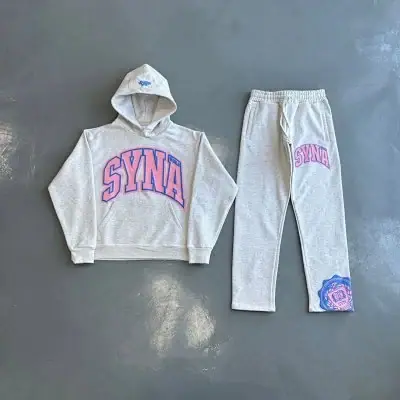 Syna World Logo Hoodie Tracksuit Grey · Syna World