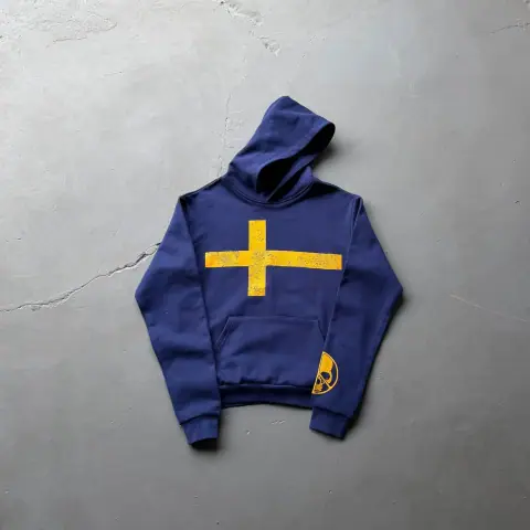 Cross and Skull Graphic Navy Hoodie