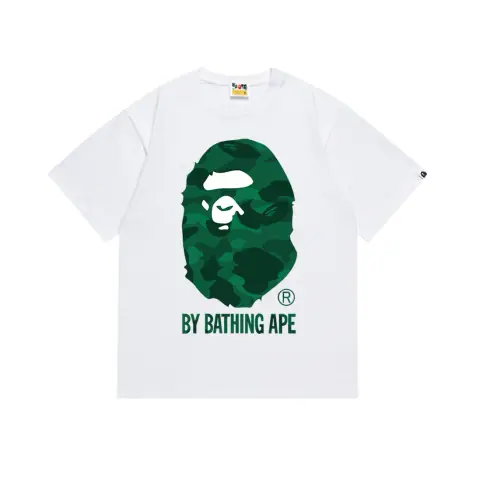 BAPE Green Camo Ape Head White T-Shirt · Bape