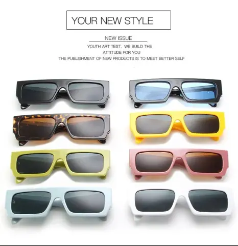 Rectangular Narrow-Frame Sunglasses