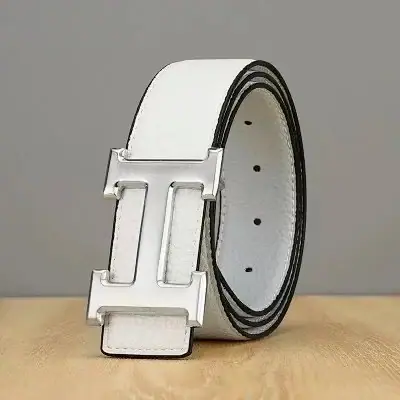 Hermès H Buckle Leather Belt White · Hermès