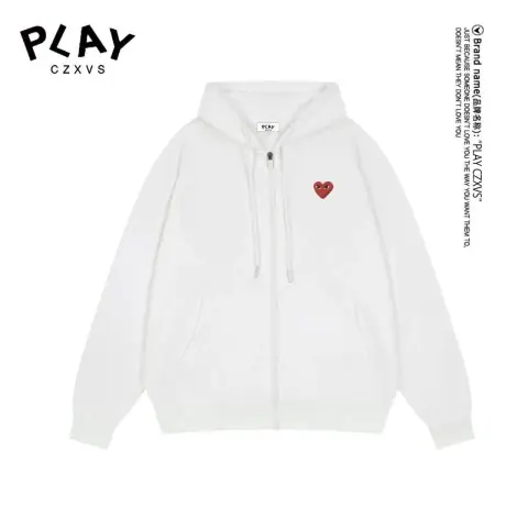 CDG Play Heart Logo Zip-Up Hoodie · CDG