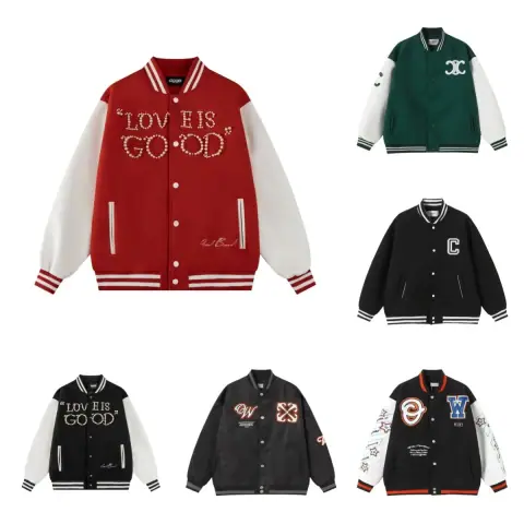 Embroidered Color-Block Varsity Jackets