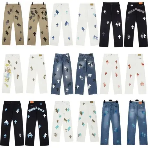 Chrome Hearts Multi-color Cross Leather Patch Straight Jeans · Chrome Hearts