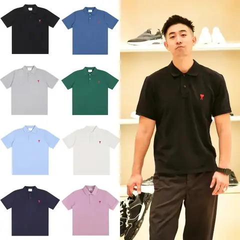 AMI Paris Heart Logo Polo Shirt · Ami