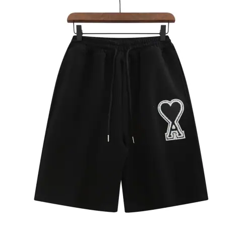 AMI Paris-Style Athletic Shorts with Heart Embroidery · Ami