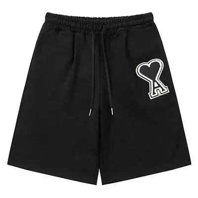 AMI black drawstring shorts with heart A logo · Ami