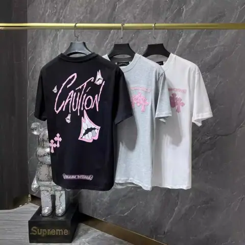 Chrome Hearts-Style "Caution" Theme T-Shirt (Sweet & Edgy Style) · Chrome Hearts