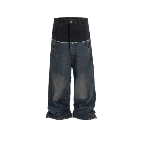 Balenciaga-Style Paneled Deconstructed Wide-Leg Jeans · Balenciaga