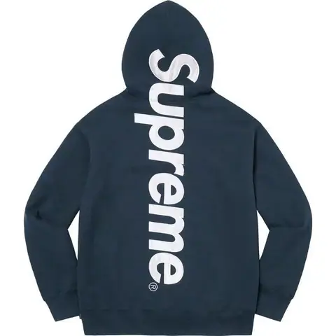 Supreme Vertical Logo Hoodie Navy · Supreme