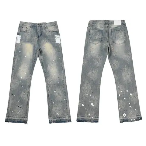 Star Print Washed Flared Jeans