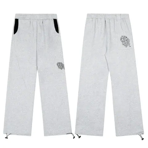 White Embroidered Wide-Leg Sweatpants