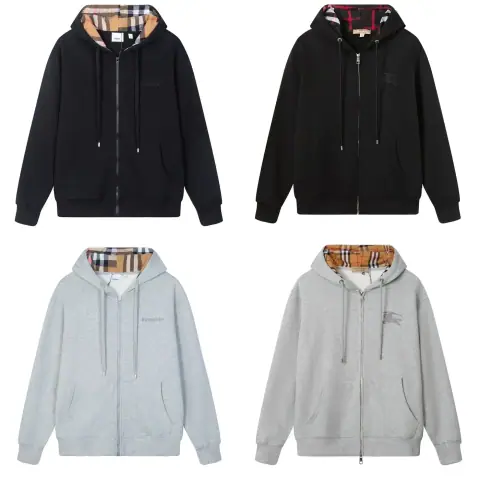 Burberry Classic Check-Lined Hooded Zip-Up Sweatshirt · Burberry
