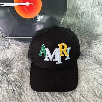 AMIRI Color Block Embroidered Mesh Trucker Hat · AMIRI