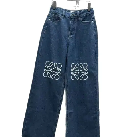 Loewe-Style Anagram-Embroidered Wide-Leg Jeans · Loewe
